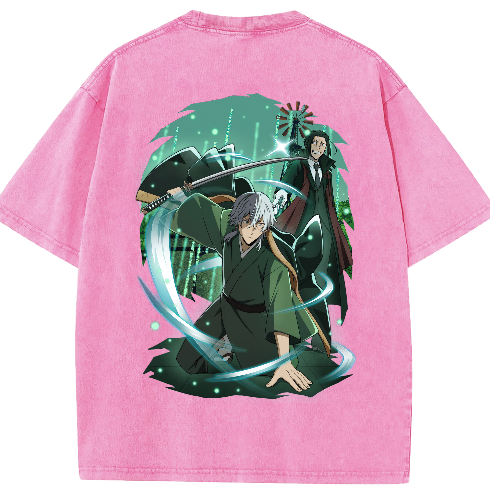 （画像用） 文豪ストレイドッグス Bungo Stray Dogs 綿100% ヴィンテージ風 半袖Tシャツ（背面プリント）